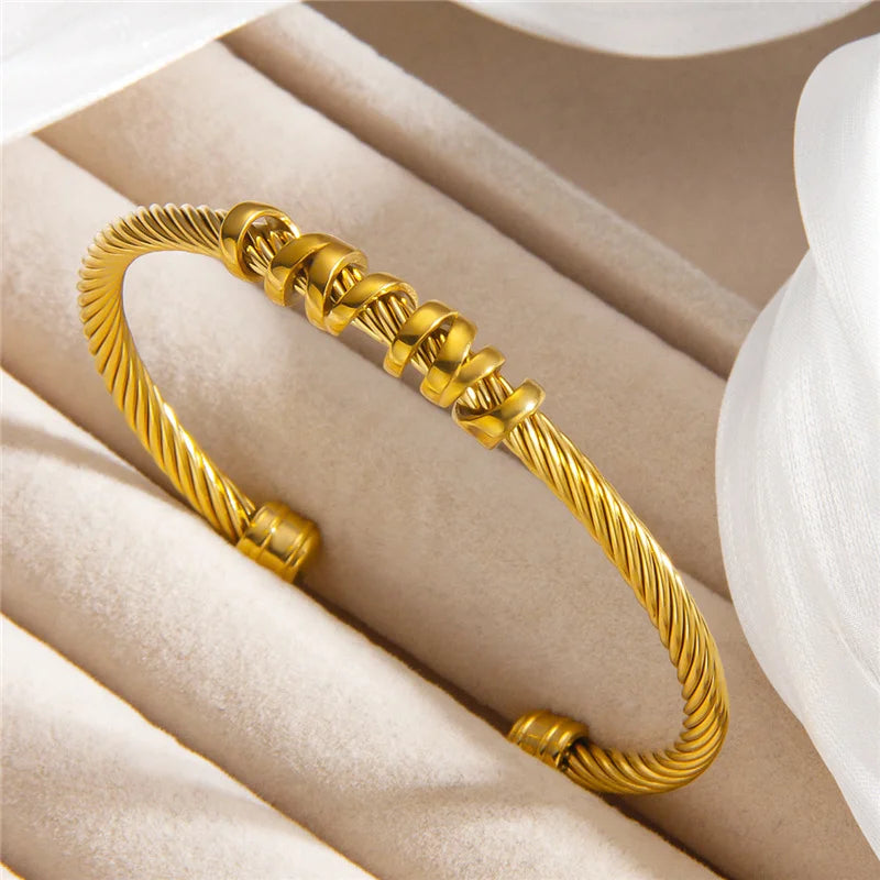 Adjustable Small Cz Crisscross Intergold Bracelet Titanium Steel Twisted Bangle  Minimalist High-End Fashion Jewelry For Woman - EastCurated