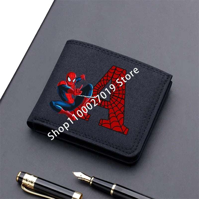 Marvels SpiderMans Adult Man Wallets Cartoon Letter Leather Fold Wallets Portable Anime Card Holder Coin Purse Cover Purses Gift