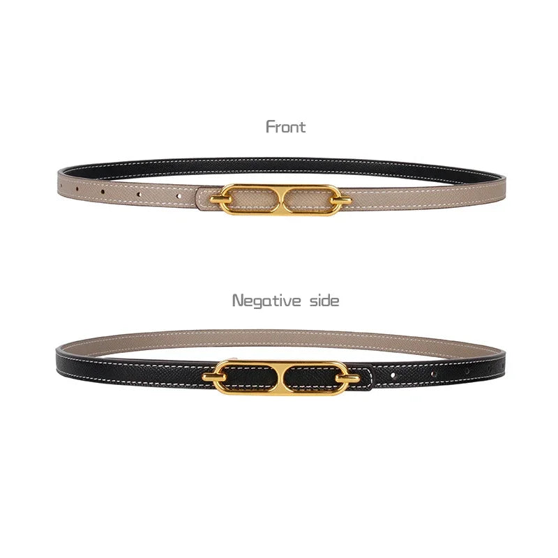 2025 Double-sided use of women's leather belt decorated ins fashion jeans wild student trend luxury design top quality brand