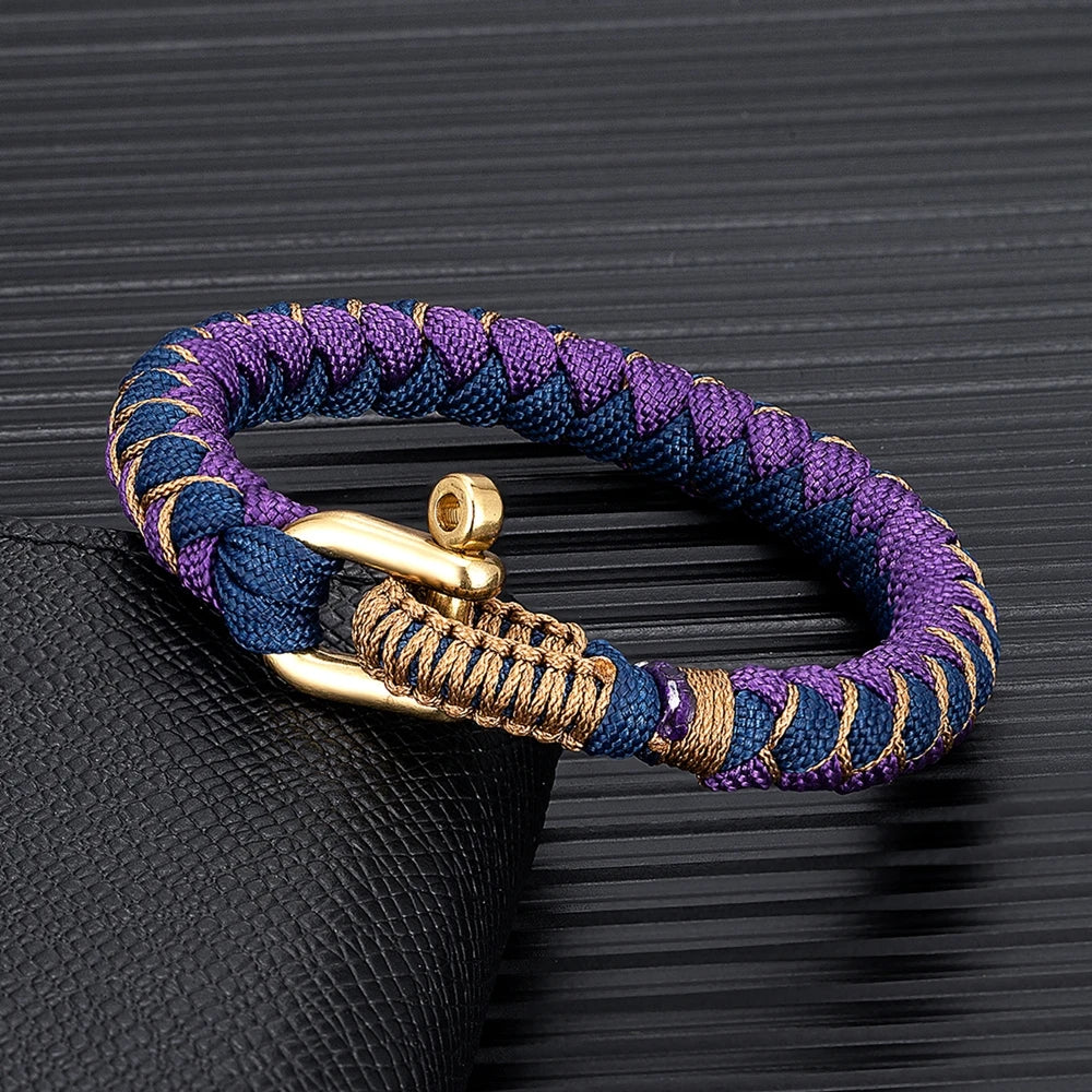 MKENDN Creative Design U shape Brass Shackle Buckle Survival Bracelet Handmade Outdoor Camping Rescue Emergency Rope Bracelet - EastCurated
