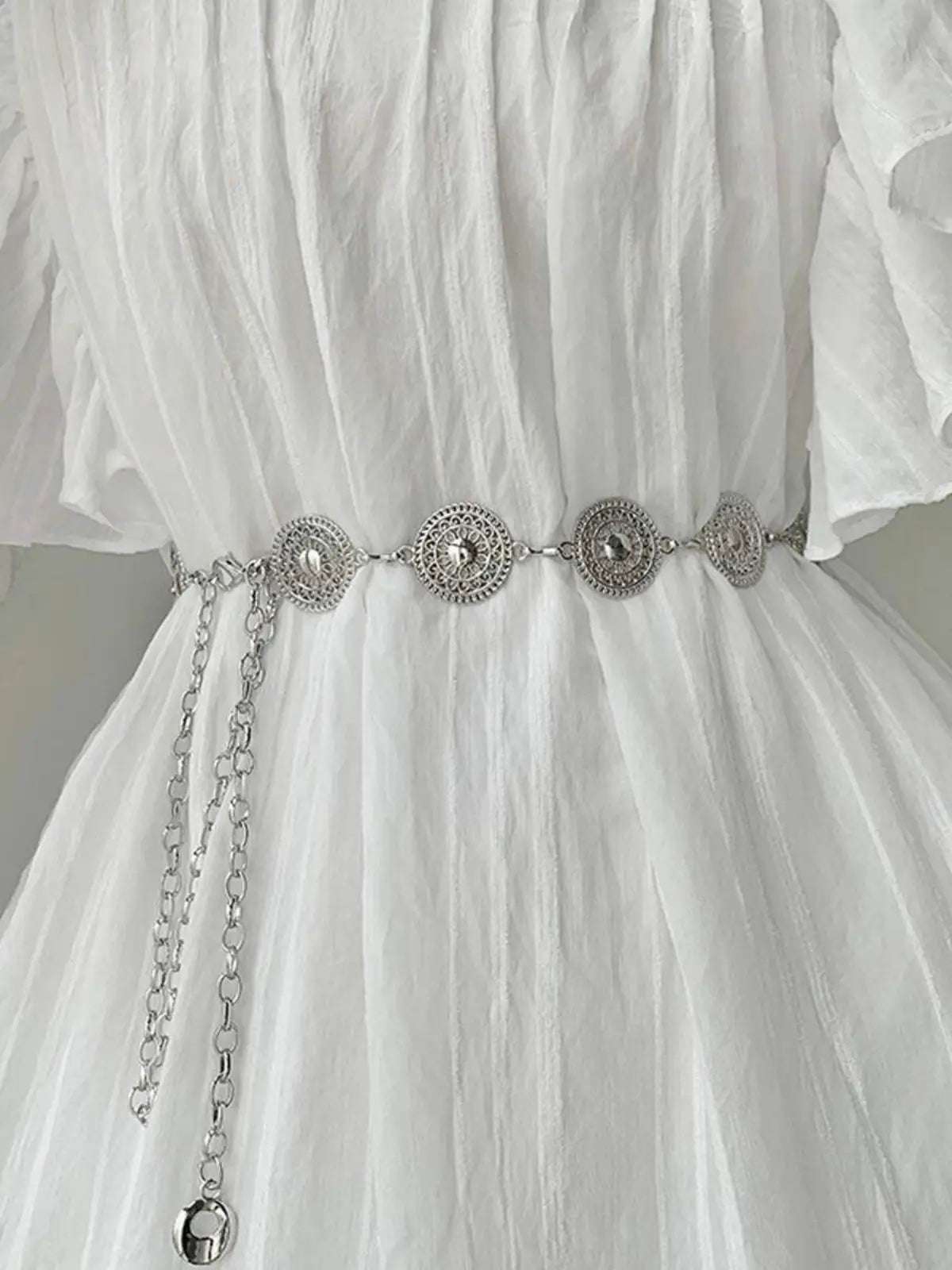 Women Steampunk Hollow Out Circle Shaped Waist Chain For Women, Design Artistic Alloy Belt For Dress, Elegant And Trendy Boho