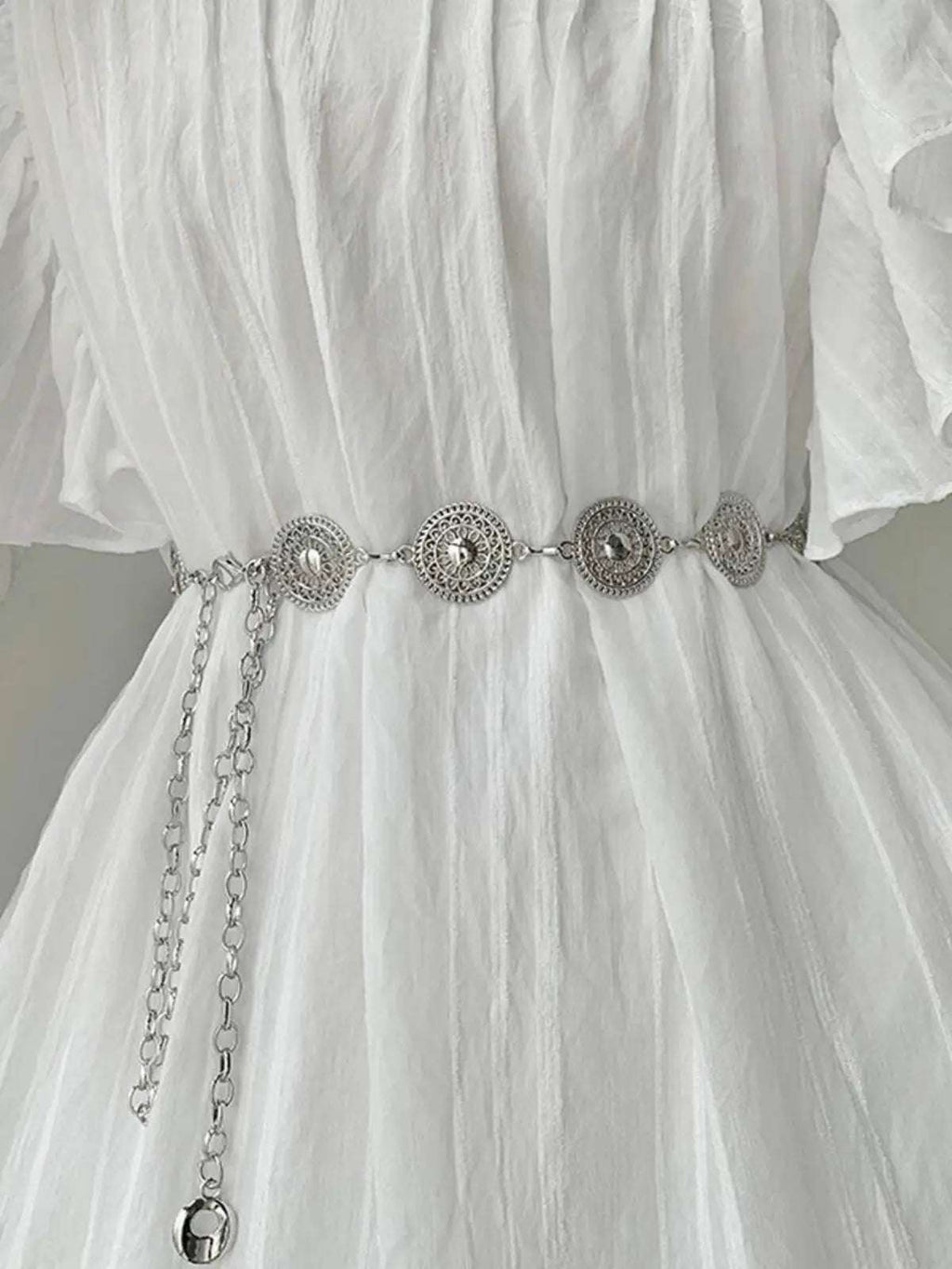 Women Steampunk Hollow Out Circle Shaped Waist Chain For Women, Design Artistic Alloy Belt For Dress, Elegant And Trendy Boho