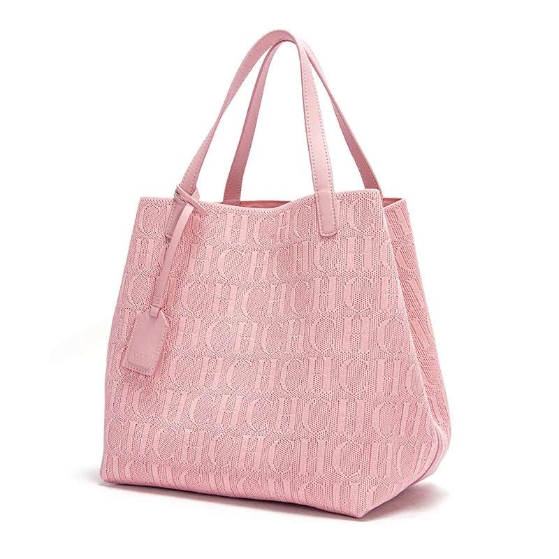 CH New Solid Color Outer Exquisite Fly Weaving Handmade Woven Large Capacity Shoulder Bag Ladies Handbag Fashion Classic
