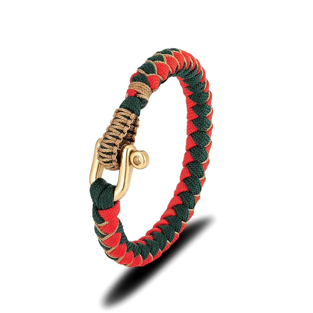 MKENDN Creative Design U shape Brass Shackle Buckle Survival Bracelet Handmade Outdoor Camping Rescue Emergency Rope Bracelet - EastCurated