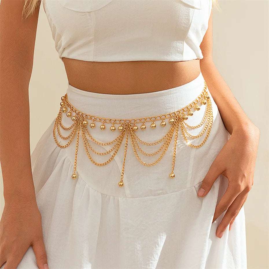 Ingemark Multilayer Butterfly Ball Love Heart Pendant Tassel Lingerie Chain Waist Belly Belt Women Summer Bikini Body Jewelry
