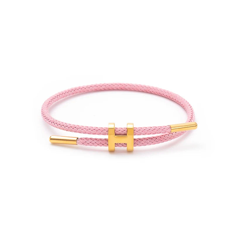 Braided Rope Bracelet Adjustable for Women with Stainless Steel Charms Arm Stacking Jewelry - EastCurated