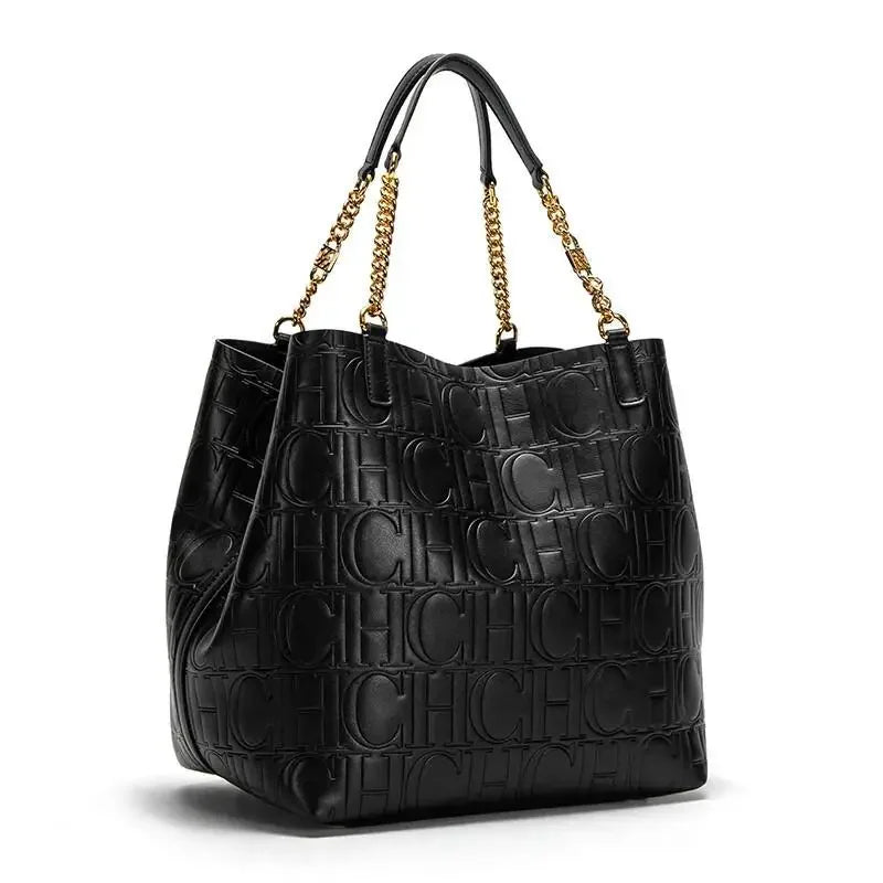 CH Superior Sense of Solid Colour Simple Style Daily Commuting Fashion Style Ladies Versatile Ladies Large Capacity Tote Bag - EastCurated