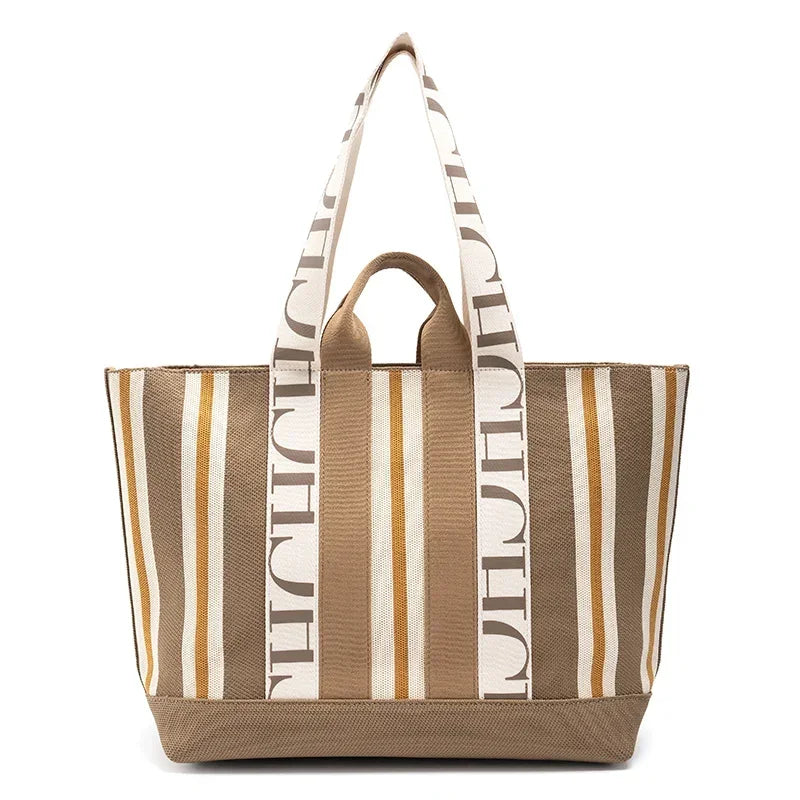 CH Casual Trend Shoulder Bag Simple New Stripe Splicing Design Crossbody Bags Commuter Large Capacity Ladies Shopping Handbag - EastCurated