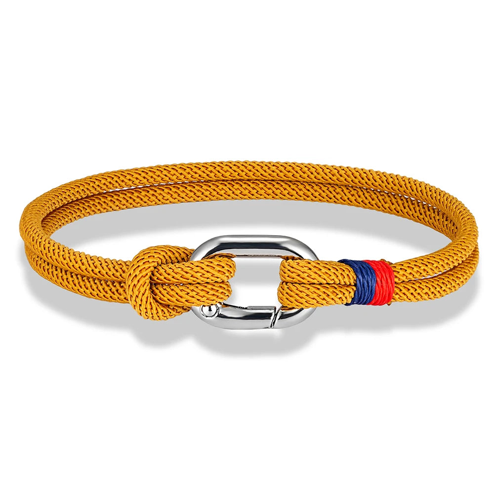 MKENDN New Nautical Mens Thin Rope Bracelet With Oval Circle Spring Clasp For Surfer Beach Jewelry Gifts