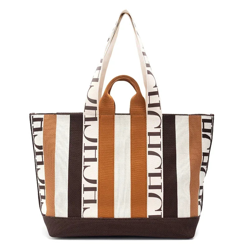 CH Casual Trend Shoulder Bag Simple New Stripe Splicing Design Crossbody Bags Commuter Large Capacity Ladies Shopping Handbag - EastCurated