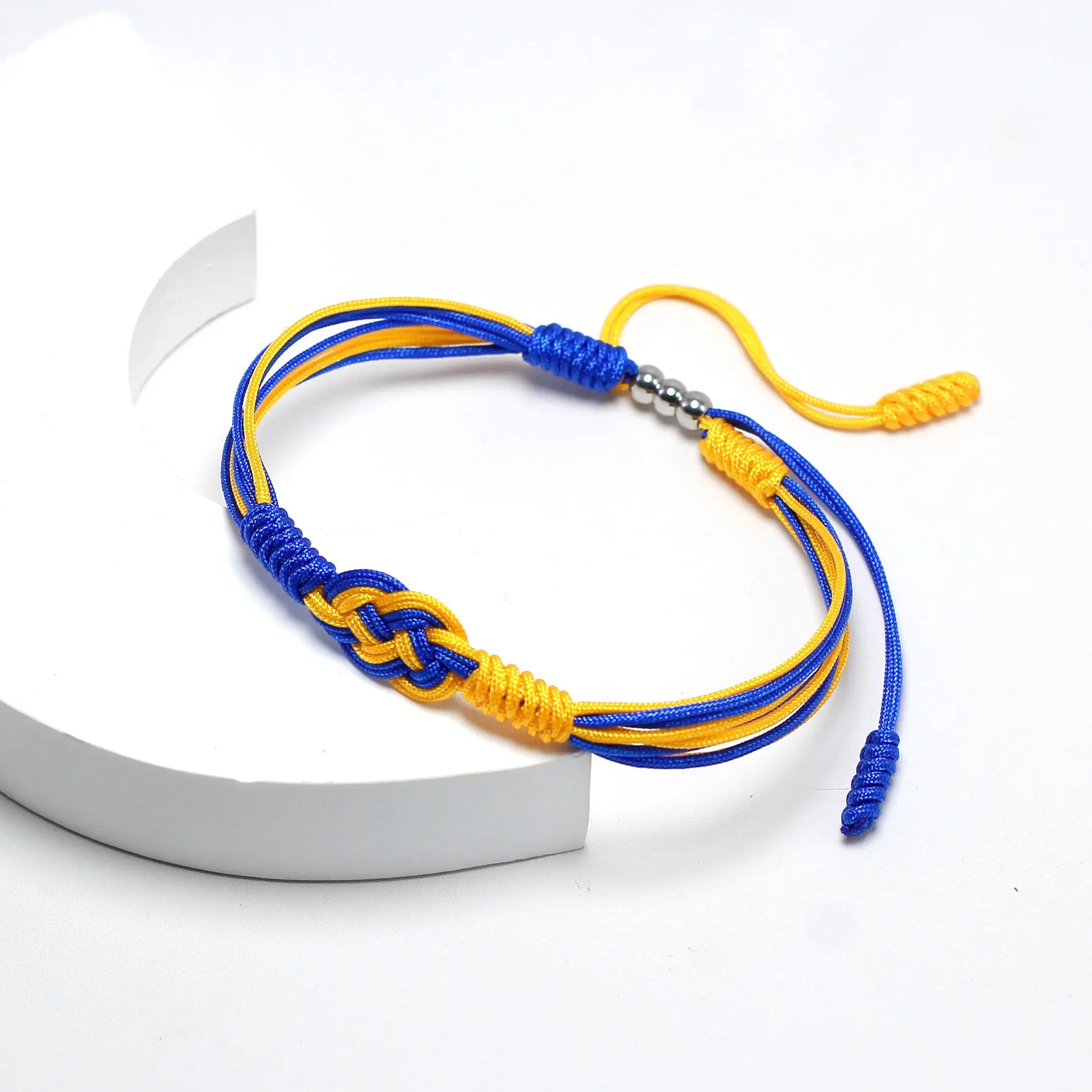 Ukraine National Emblem Trident Symbol Charms Bracelet for Women Men Ukrainian Flag Yellow Blue Rope Wristband Handmade Jewelry - EastCurated