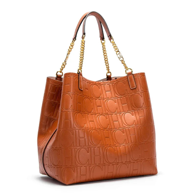 CH Superior Sense of Solid Colour Simple Style Daily Commuting Fashion Style Ladies Versatile Ladies Large Capacity Tote Bag - EastCurated