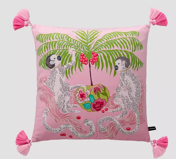 White Moneky Cushion Cover Soft Velvet Pillowcase Both Side Print Animal Cute Chinese Style Pillowcase Shell 60cm Home Sofa Deco - EastCurated