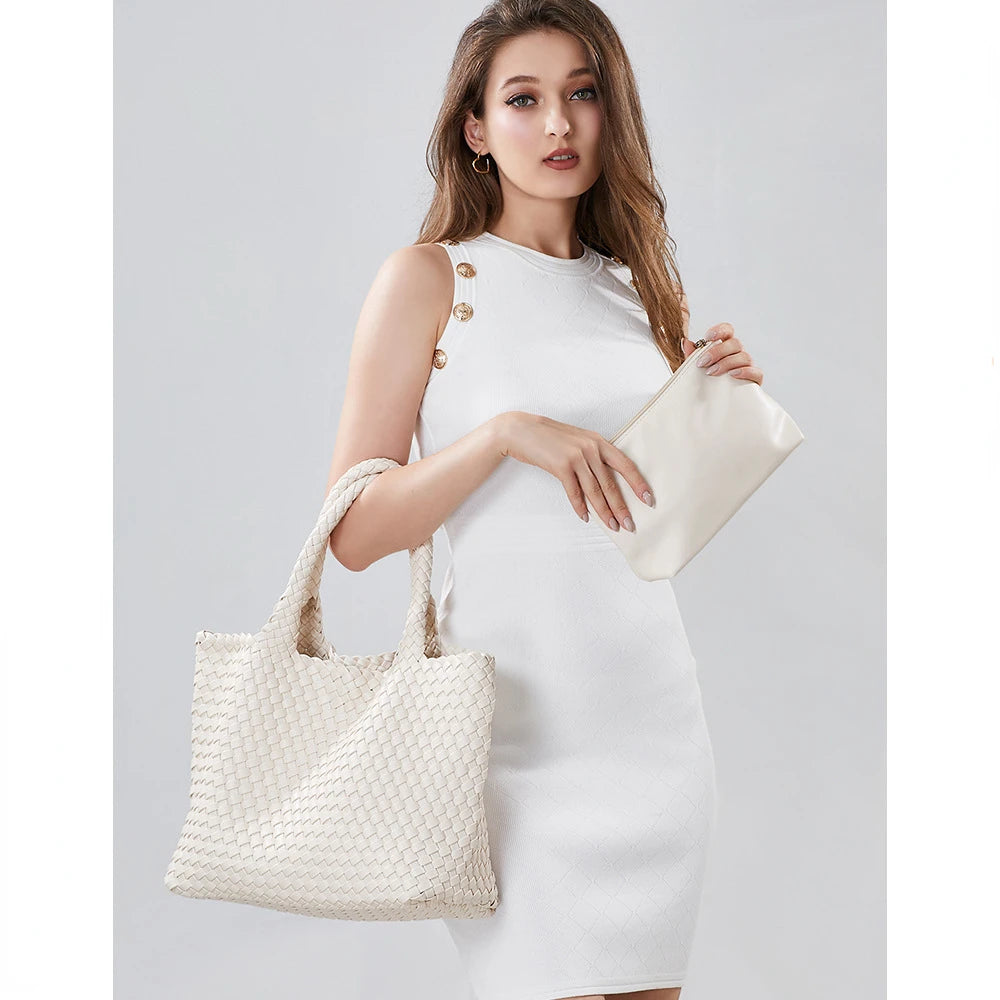 ZR DIARY Hand Woven Bags Women Oversized Large Capacity Shoulder Bags Simple Solid Color Casual Handbags BZ2025 - EastCurated