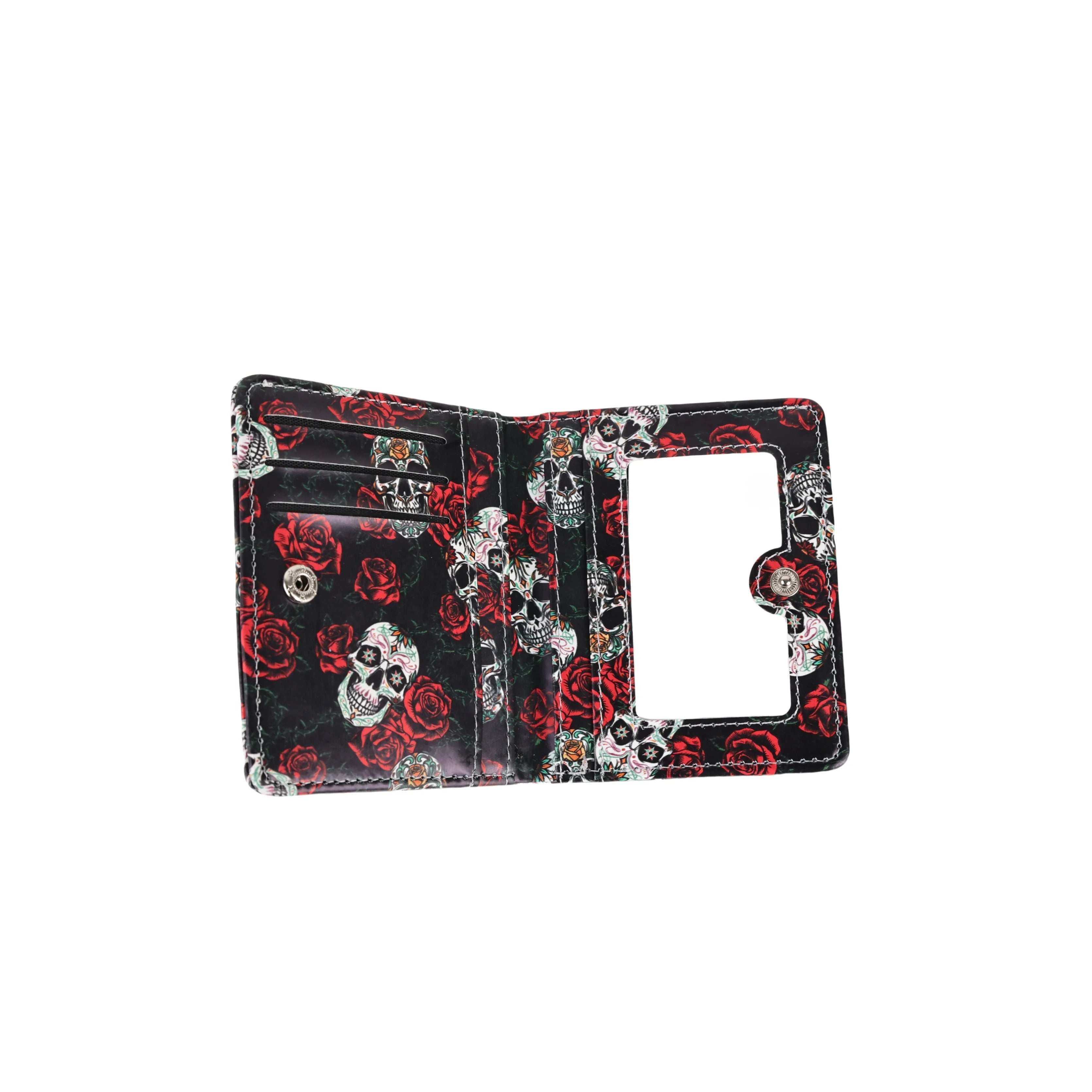 Colorful Skull Short Wallet Retro Skull Print Women's Zipper Coin Purse (Pattern Position Randomly)