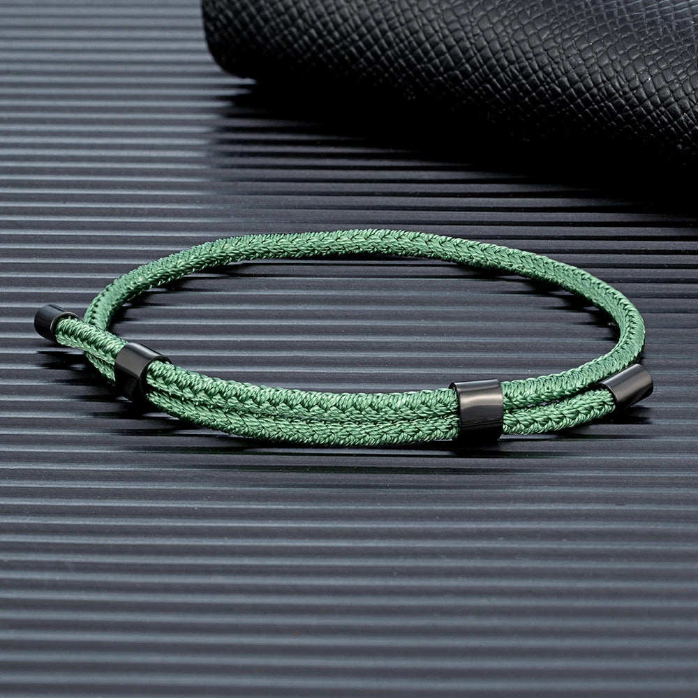 MKENDN 3MM Waterproof Surfering Rope Bracelets Men Adjustable Nautical Rope Bracelet Women Black Stainless Steel Sport Buckle - EastCurated