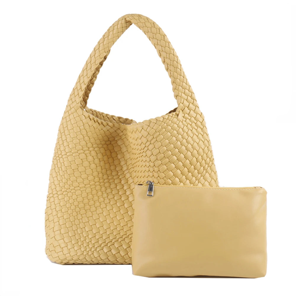 ZR DIARY Handmade Woven Bag Women PU Leather Large Capacity Totes Fashion Shoulder Bag 224BZ9389-1 - EastCurated
