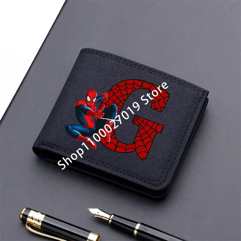 Marvels SpiderMans Adult Man Wallets Cartoon Letter Leather Fold Wallets Portable Anime Card Holder Coin Purse Cover Purses Gift - EastCurated