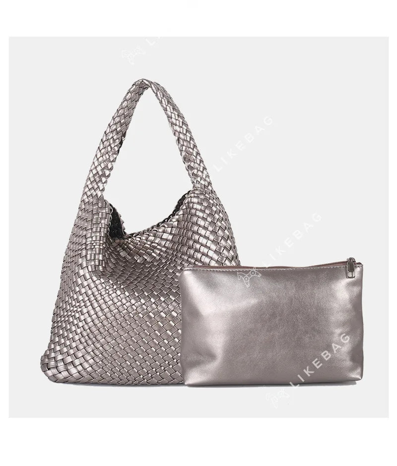 ZR DIARY Handmade Woven Bag Women PU Leather Large Capacity Totes Fashion Shoulder Bag 224BZ9389-1 - EastCurated