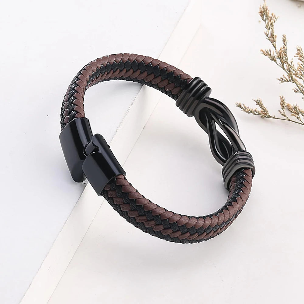 Men Leather Bracelets Birthday Gifts for Dad New Dad Daddy to Be Brother Boys Men Him on Christmas Valentines Day Father's Day - EastCurated