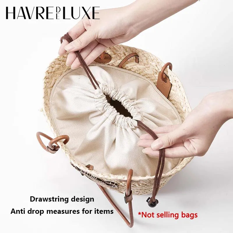 Drawstring bag organizer insert shoulder strap for Basket Picotin straw woven bag support inner liner bags accessories - EastCurated