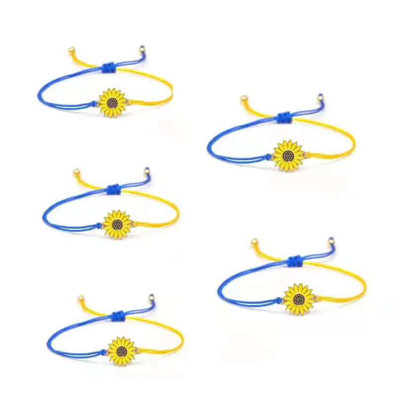 Ukraine National Emblem Trident Symbol Charms Bracelet for Women Men Ukrainian Flag Yellow Blue Rope Wristband Handmade Jewelry - EastCurated