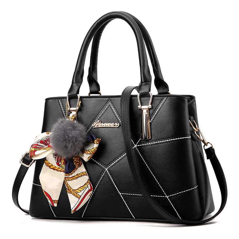 Women's Fashion Embroidered Thread Portable Tote Bag Trend Pendant Large Capacity Shoulder Crossbody Bag