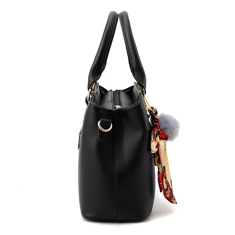 Bag women's fashionable large-capacity handbag solid color simple middle-aged women's bag mother bag shoulder messenger bag