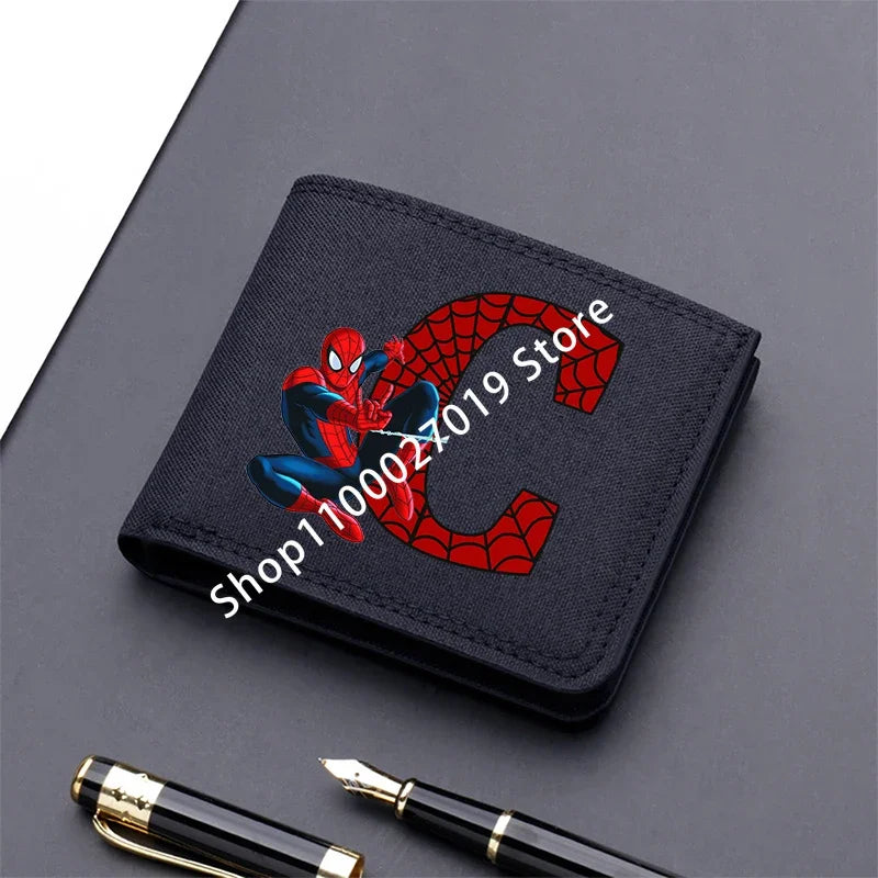 Marvels SpiderMans Adult Man Wallets Cartoon Letter Leather Fold Wallets Portable Anime Card Holder Coin Purse Cover Purses Gift - EastCurated