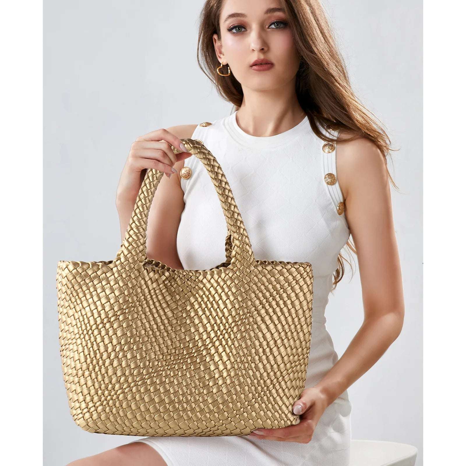 ZR DIARY Hand Woven Bags Women Oversized Large Capacity Shoulder Bags Simple Solid Color Casual Handbags BZ2025