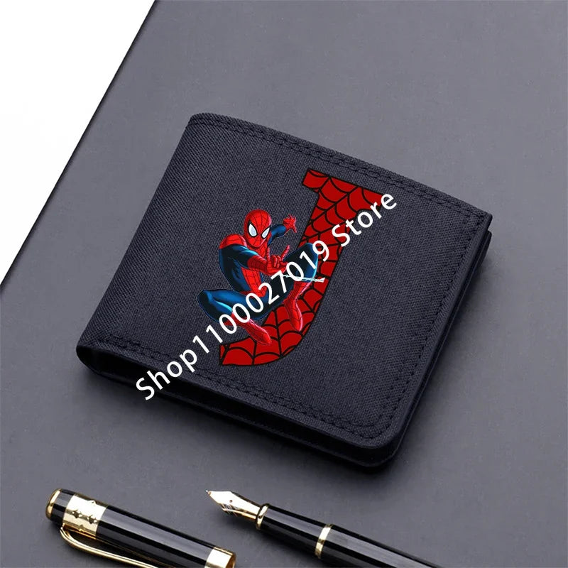 Marvels SpiderMans Adult Man Wallets Cartoon Letter Leather Fold Wallets Portable Anime Card Holder Coin Purse Cover Purses Gift - EastCurated