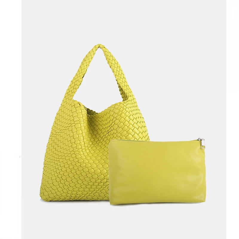 ZR DIARY Handmade Woven Bag Women PU Leather Large Capacity Totes Fashion Shoulder Bag 224BZ9389-1 - EastCurated