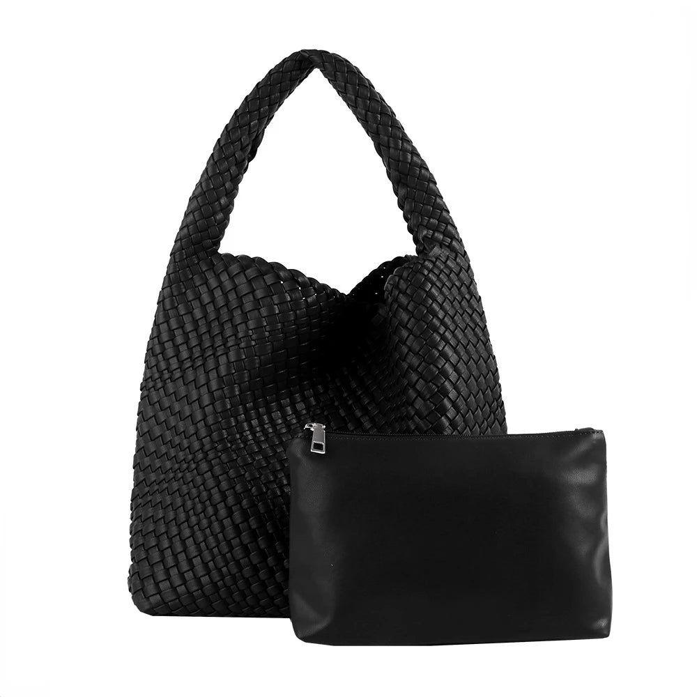 ZR DIARY Handmade Woven Bag Women PU Leather Large Capacity Totes Fashion Shoulder Bag 224BZ9389-1 - EastCurated