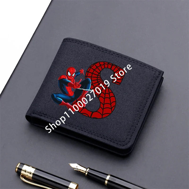Marvels SpiderMans Adult Man Wallets Cartoon Letter Leather Fold Wallets Portable Anime Card Holder Coin Purse Cover Purses Gift - EastCurated