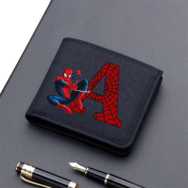 Marvels SpiderMans Adult Man Wallets Cartoon Letter Leather Fold Wallets Portable Anime Card Holder Coin Purse Cover Purses Gift