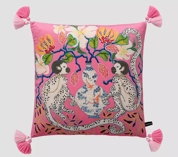 White Moneky Cushion Cover Soft Velvet Pillowcase Both Side Print Animal Cute Chinese Style Pillowcase Shell 60cm Home Sofa Deco - EastCurated