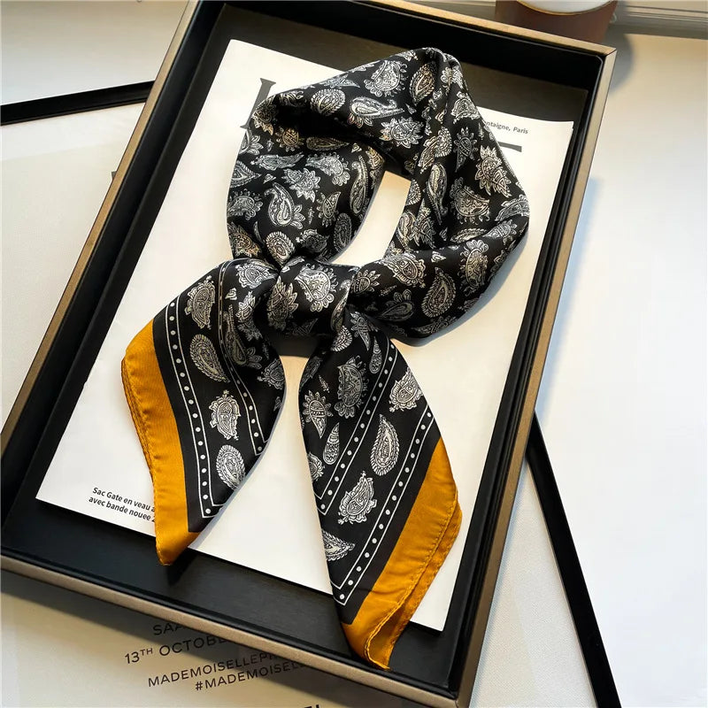 70cm Silk Square Scarf Women Satin Bandana Print Scarves Head Band Fashion Lady Hair Shawl Wrap Female Neckerchief Hijab