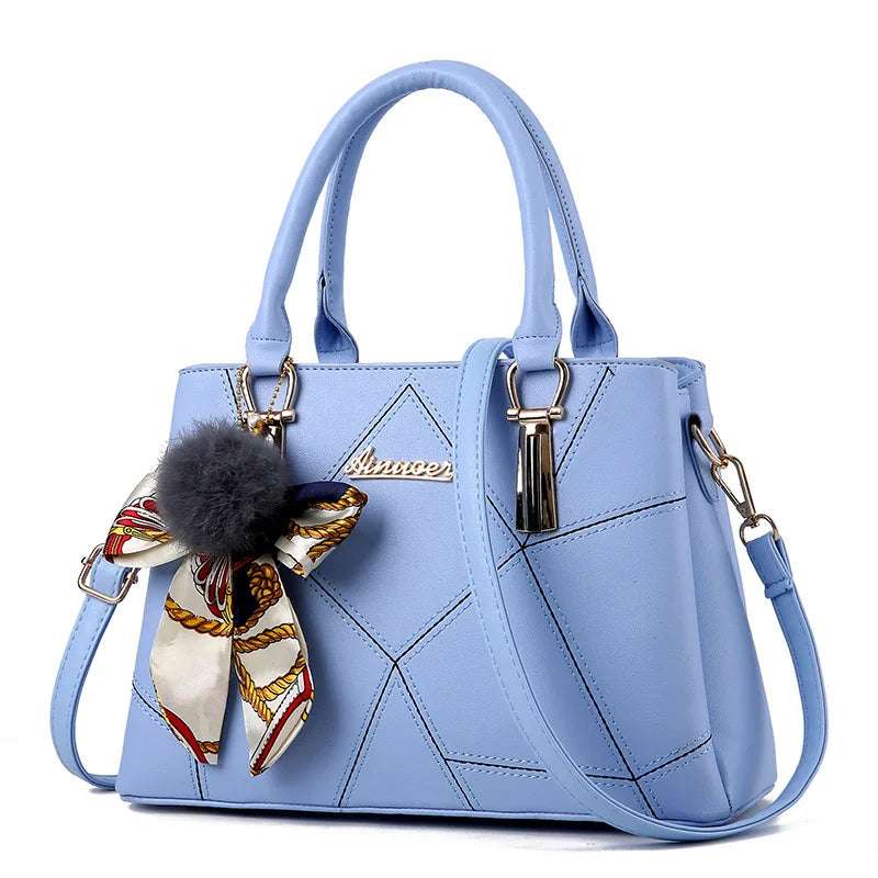 Women's Fashion Embroidered Thread Portable Tote Bag Trend Pendant Large Capacity Shoulder Crossbody Bag