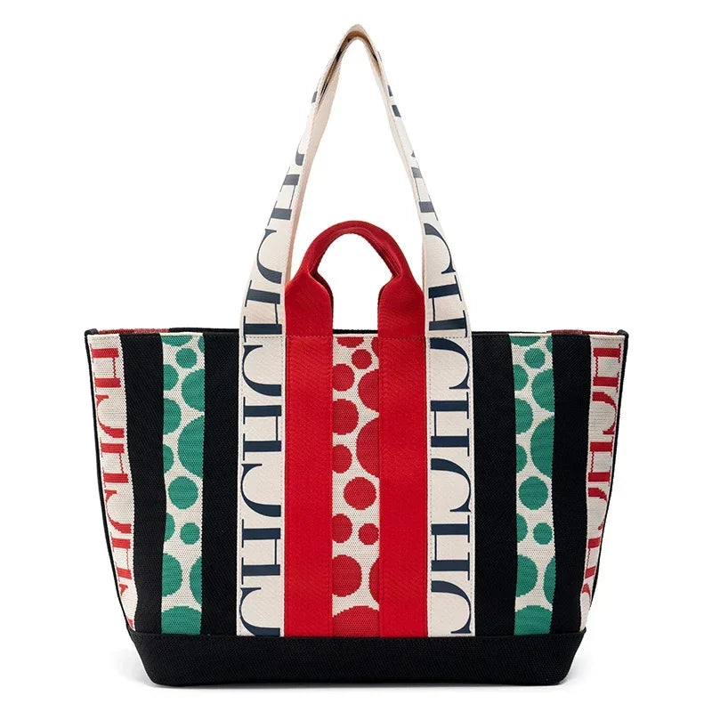 CH Casual Trend Shoulder Bag Simple New Stripe Splicing Design Crossbody Bags Commuter Large Capacity Ladies Shopping Handbag - EastCurated