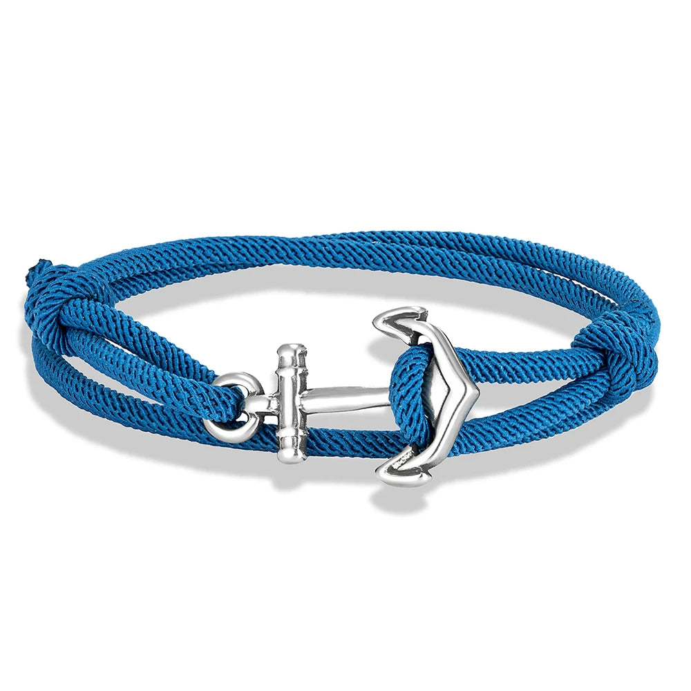 MKENDN Nautical Style Men Anchor Bracelet Handmade Adjustable Surfering Rope Braslet Unfading 3mm Thin String Braclet Homme