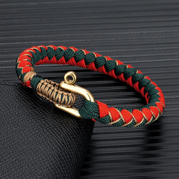 MKENDN Creative Design U shape Brass Shackle Buckle Survival Bracelet Handmade Outdoor Camping Rescue Emergency Rope Bracelet - EastCurated