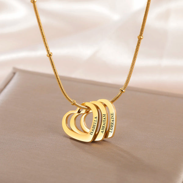 Lemegeton Customize Name Love Necklace 1-4 Heart Pendant Personalized Engraved Name Stainless Steel Jewelry Couple Family Gifts - EastCurated