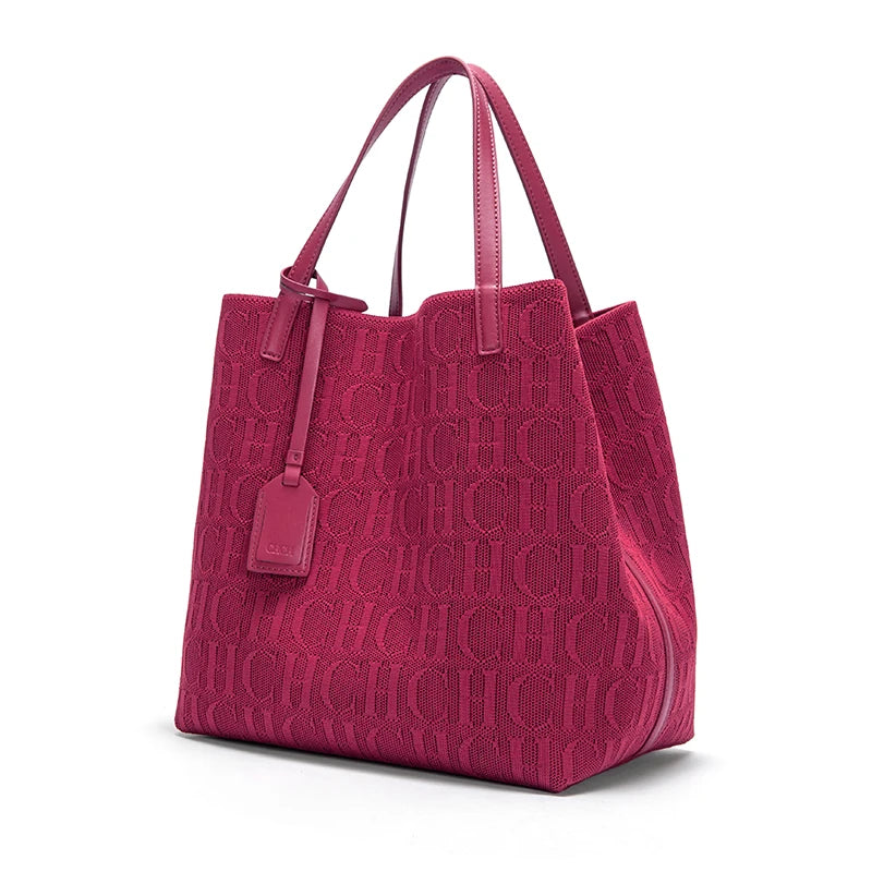 CH New Solid Color Outer Exquisite Fly Weaving Handmade Woven Large Capacity Shoulder Bag Ladies Handbag Fashion Classic - EastCurated