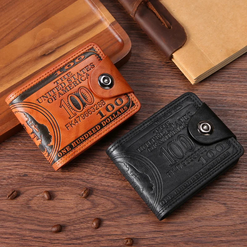 Men's Wallets  Dollar PatternWallet Male Leather Walet Photo Card HolderFashion Large Capacity Wallet Purse Bag - EastCurated