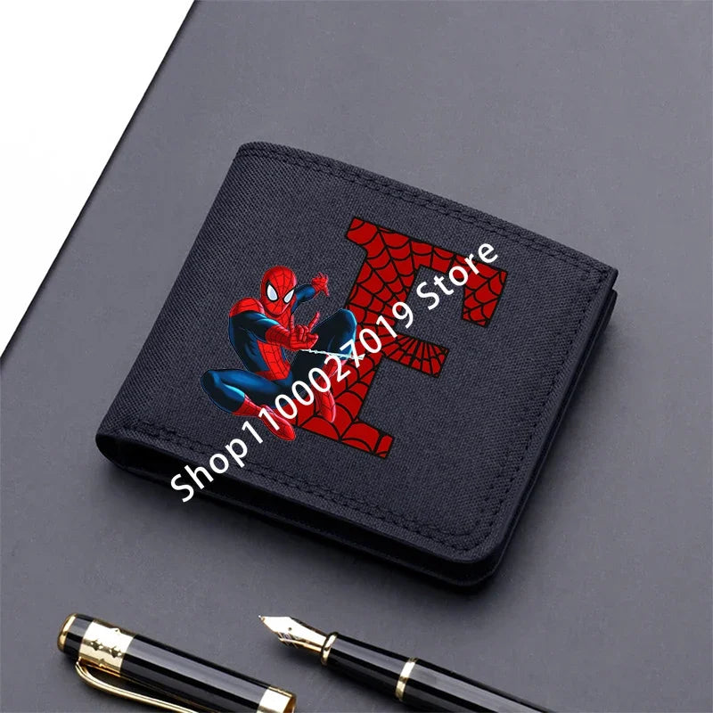 Marvels SpiderMans Adult Man Wallets Cartoon Letter Leather Fold Wallets Portable Anime Card Holder Coin Purse Cover Purses Gift - EastCurated