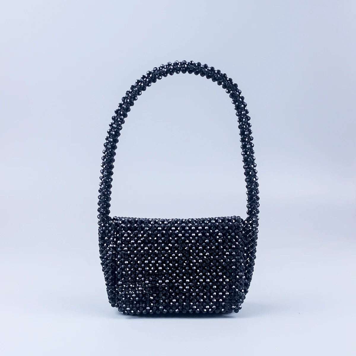 New Black Acrylic Corner Beads U-shaped Handle Women's Dinner Handwoven Fashion Shoulder Bag