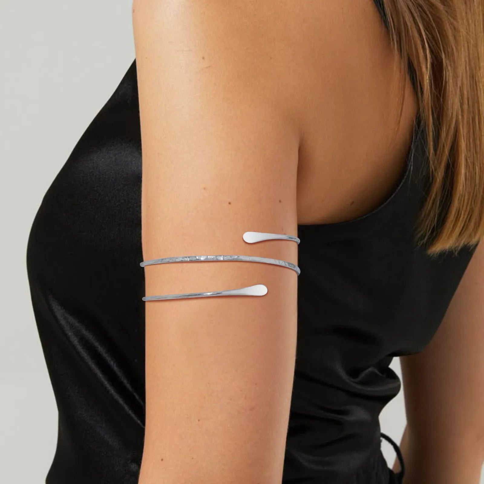 Upper Arm Cuff Bracelet for Women, Minimalist Gold Plated Armband Statement Party Armlets Jewelry - EastCurated