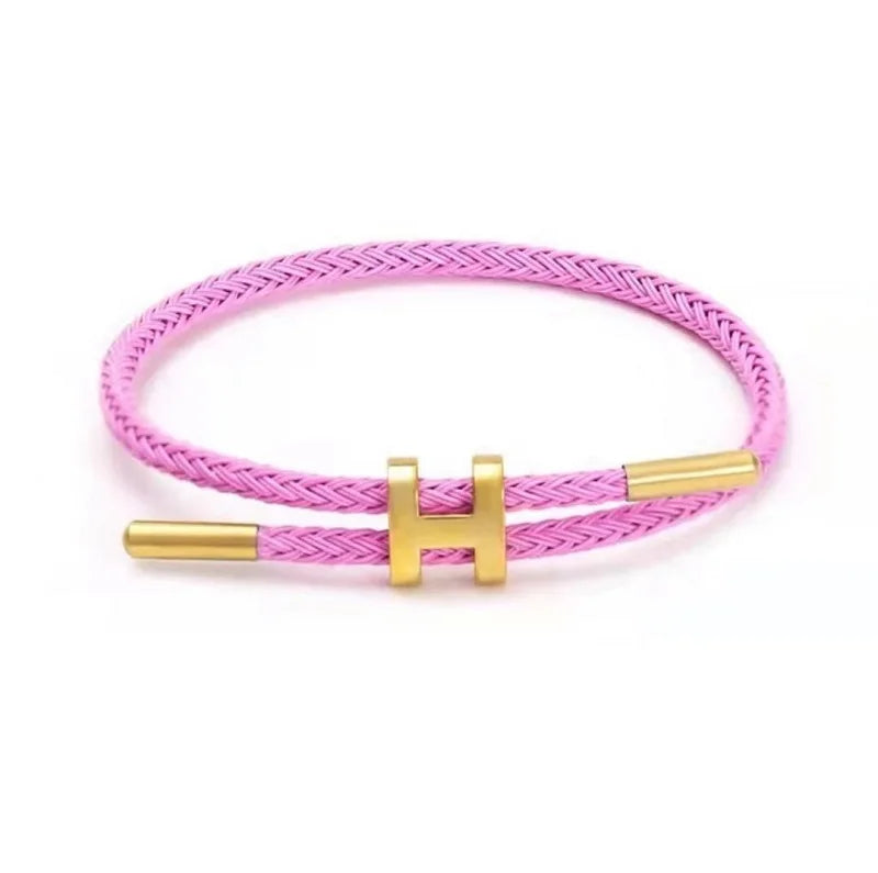 Braided Rope Bracelet Adjustable for Women with Stainless Steel Charms Arm Stacking Jewelry - EastCurated