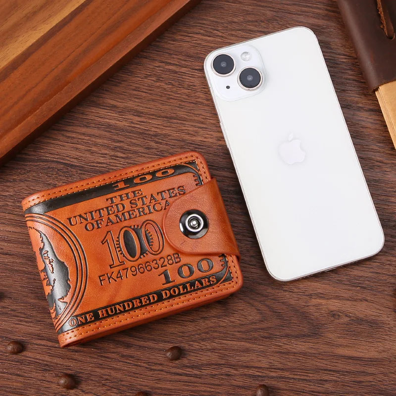 Men's Wallets  Dollar PatternWallet Male Leather Walet Photo Card HolderFashion Large Capacity Wallet Purse Bag - EastCurated
