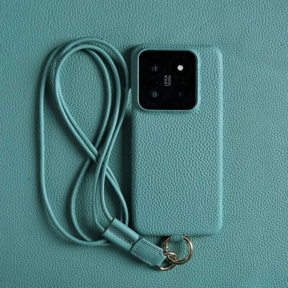 Luxury Cowhide Genuine Leather Case For iPhone 16 Pro Max 15Pro 11 13 12pro 14Pro 14 Strap Crossbody Lanyard Phone Cover Coque
